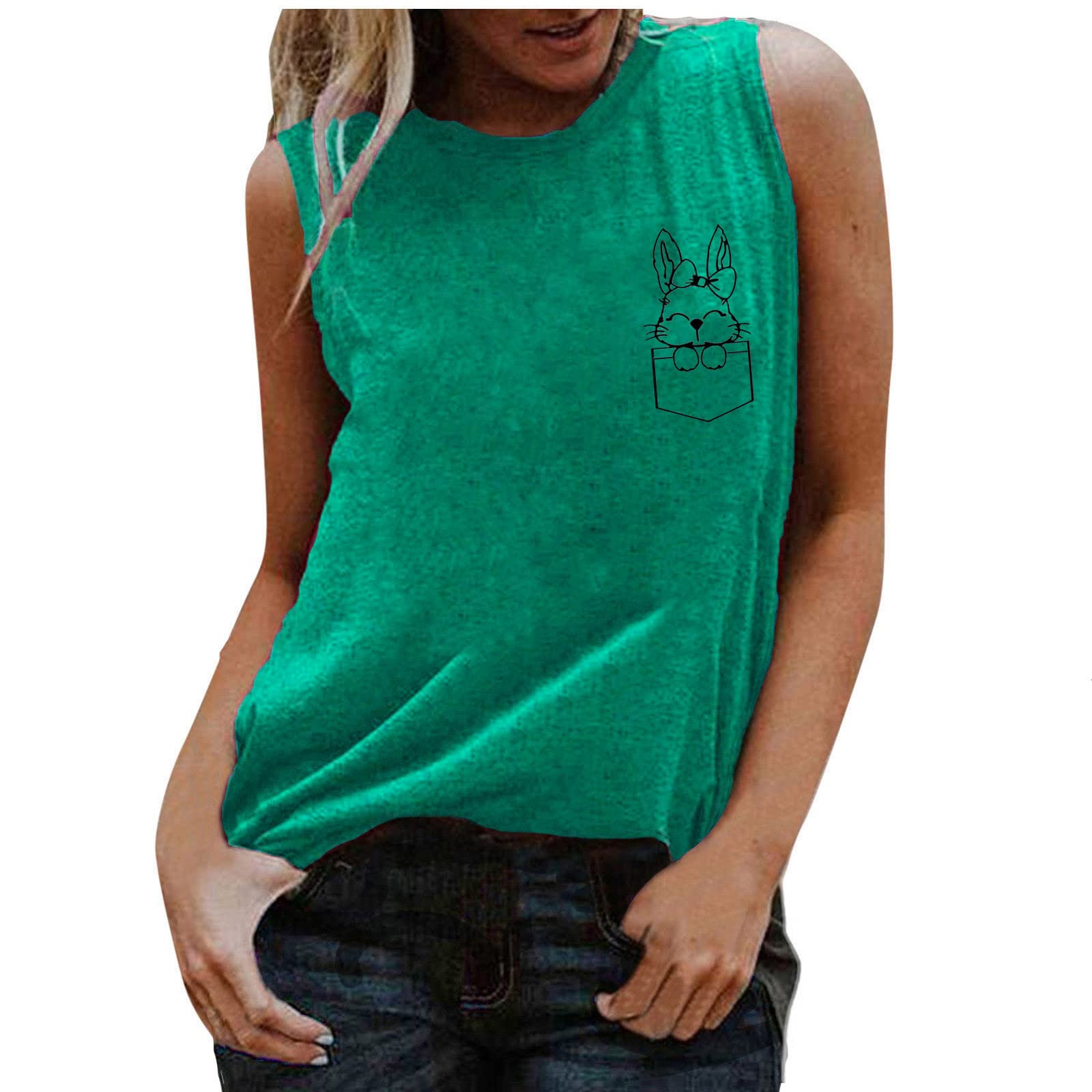Women's Spaghetti Strap V-Neck Tank Top - Cute Cartoon Printed Sleeveless Camisole Tee for Summer | Casual Wear, Beach Outfits, Lounge & Sleepwear