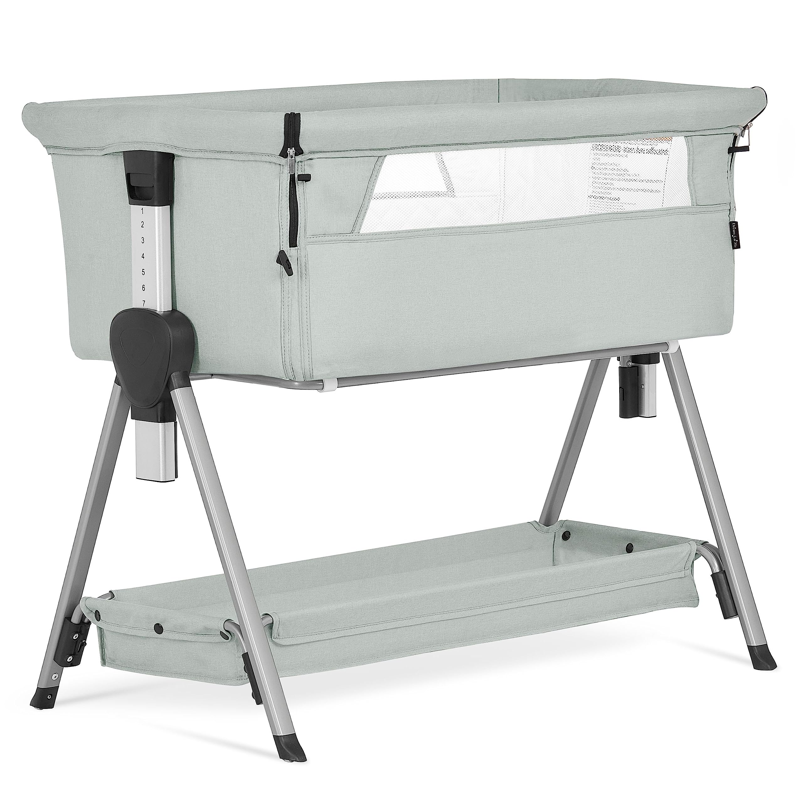 Dream On Me Lilly Portable Baby Bassinet - Lightweight, Adjustable Height (7 Positions) with Large Storage Basket - Perfect for Nursery, Bedroom & Travel - Newborn Sleep Solution