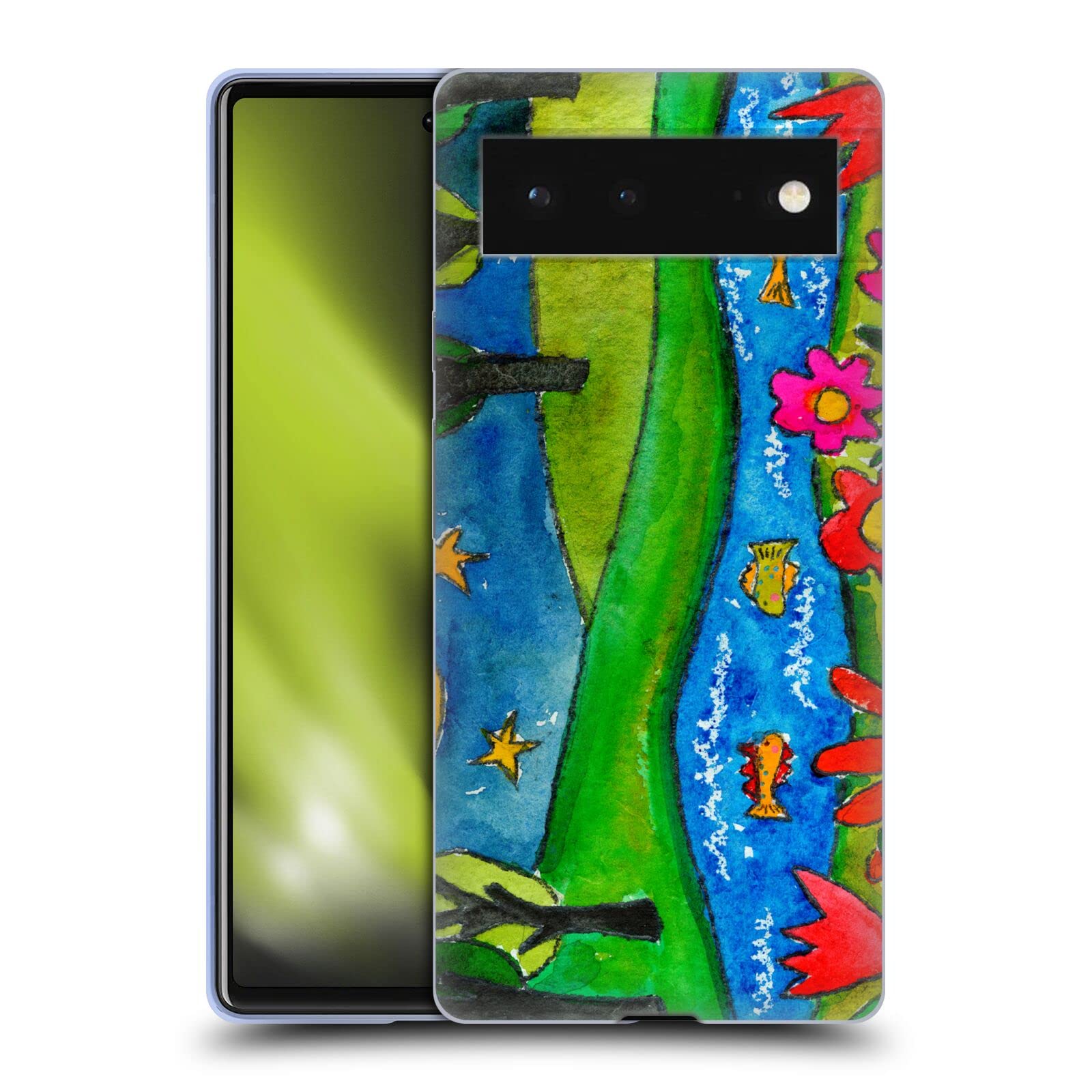 Wyanne Summer Lake Pixel 6 Case | Nature Soft Gel Cover for Night Use