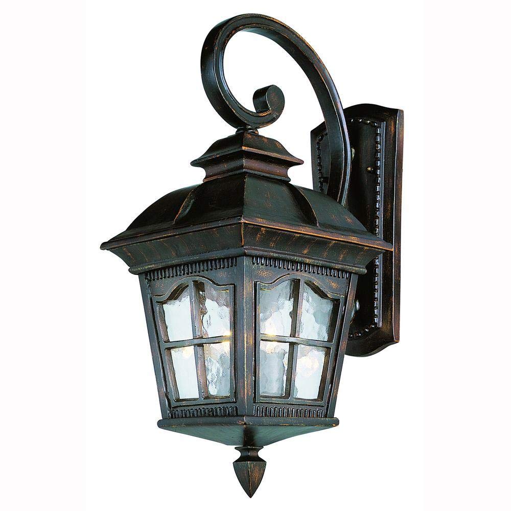 Trans Globe Lighting TG5420 AR Traditional Three Wall Lantern Outdoor Post Light - 25.5 Inch Antique Rust Finish - Perfect for Porch, Garden, and Pathway Lighting