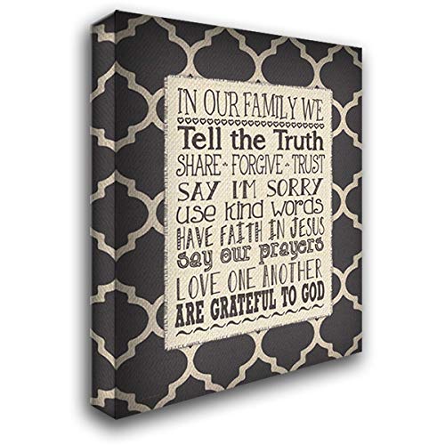 Family Rules - 19x24 Gallery Wrapped Canvas Wall Art by Jo Moulton | Premium Linen Textured Painting for Living Room, Bedroom & Office Decor