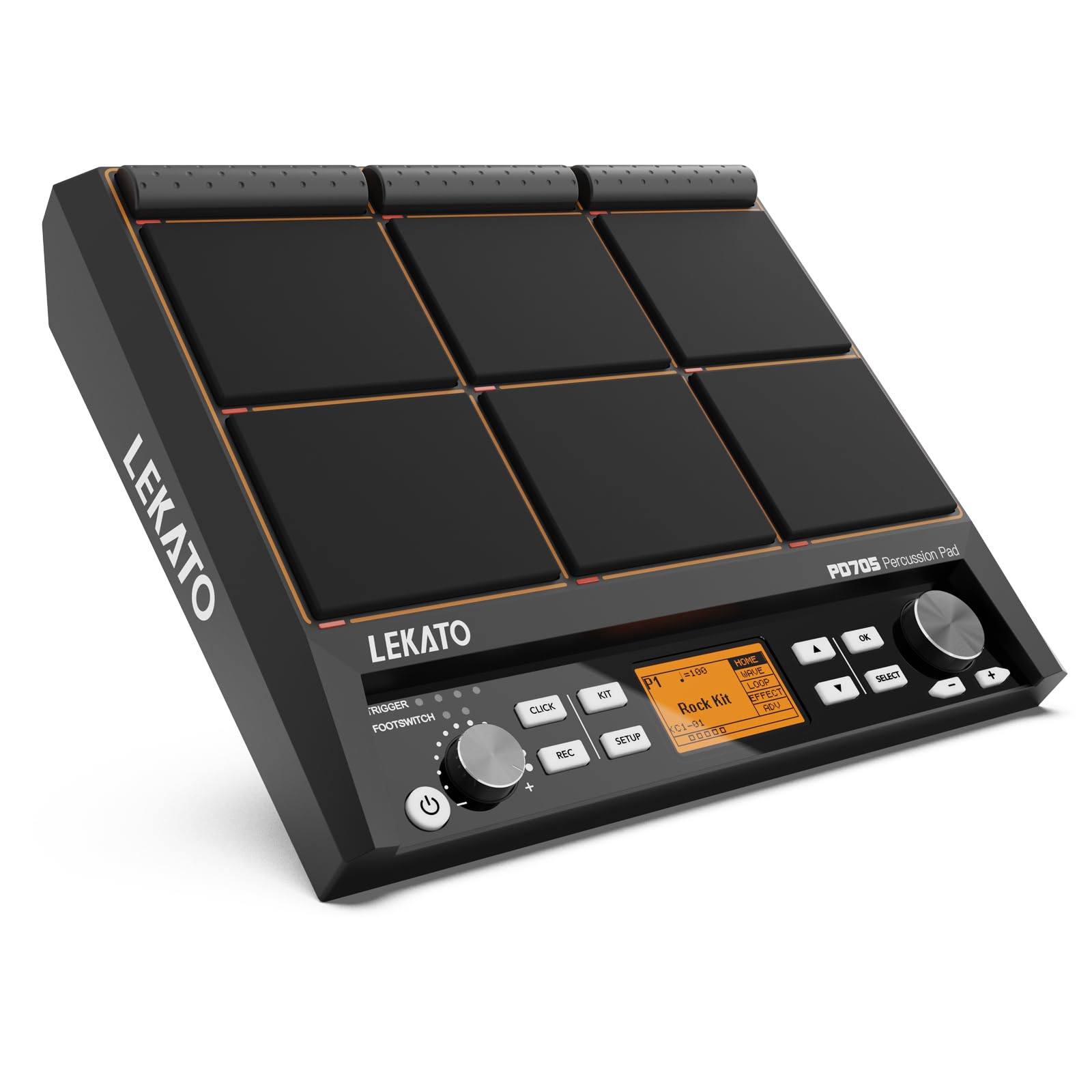 LEKATO 9-Pad Electronic Drum Pad with 592+ Sounds - Velocity-Sensitive Percussion Sample Pad with MIDI Out, USB MIDI, AUX, Looper & Metronome - Perfect for Home Studio Recording, Live Performances & Drum Practice