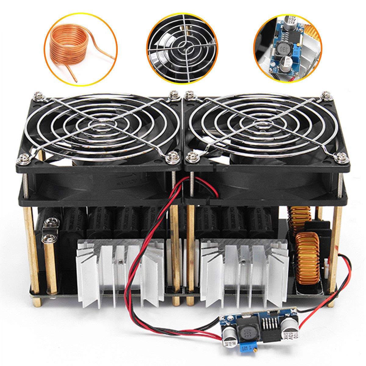 Alician 1800W/2500W ZVS Induction Heater Module with PCB Board, Flyback Driver, Cooling Fan & Coil - Perfect for Metal Heating, Jewelry Making, and DIY Electronics Projects