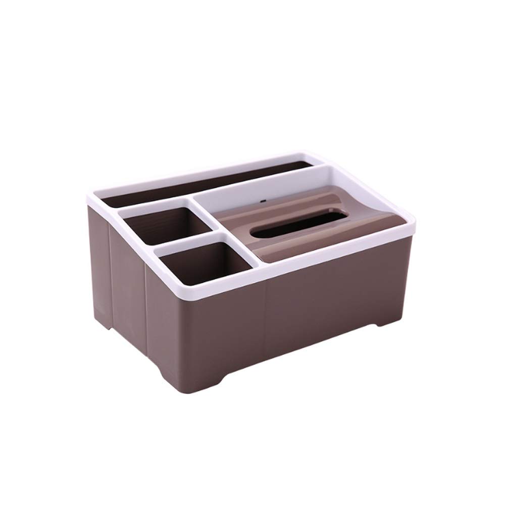 DIWANG Desktop Remote Control Cosmetic Storage Box with Plastic Organizer | Makeup Vanity Organizer & Tissue Box Holder | Perfect for Bedroom, Bathroom & Dressing Table Organization