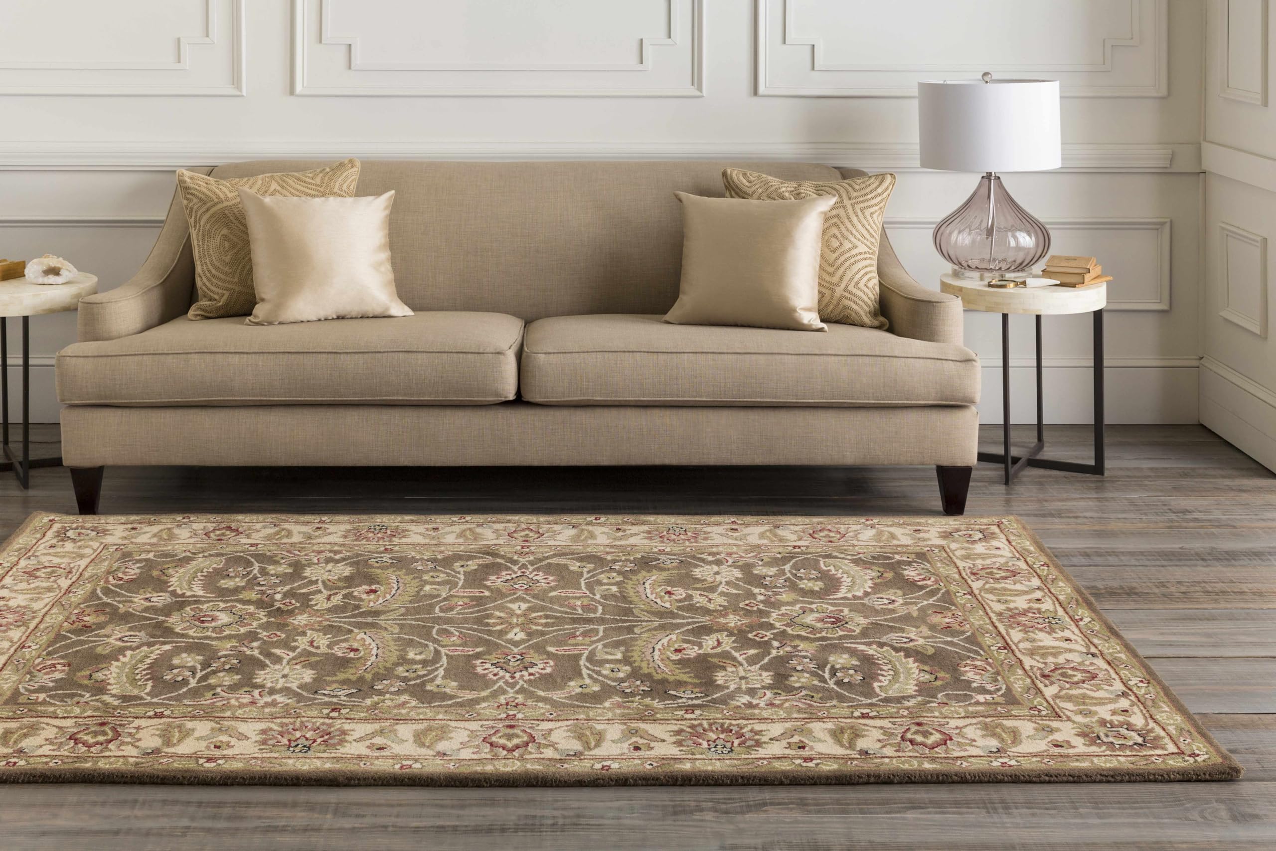 Premium Mark&Day 10x14 Wool Area Rug - Traditional Dark Brown with Green & Red Accents - Soft & Durable for Living Room, Bedroom, Kitchen - Perfect for Cozy Home Decor & High-Traffic Areas (10' x 14')