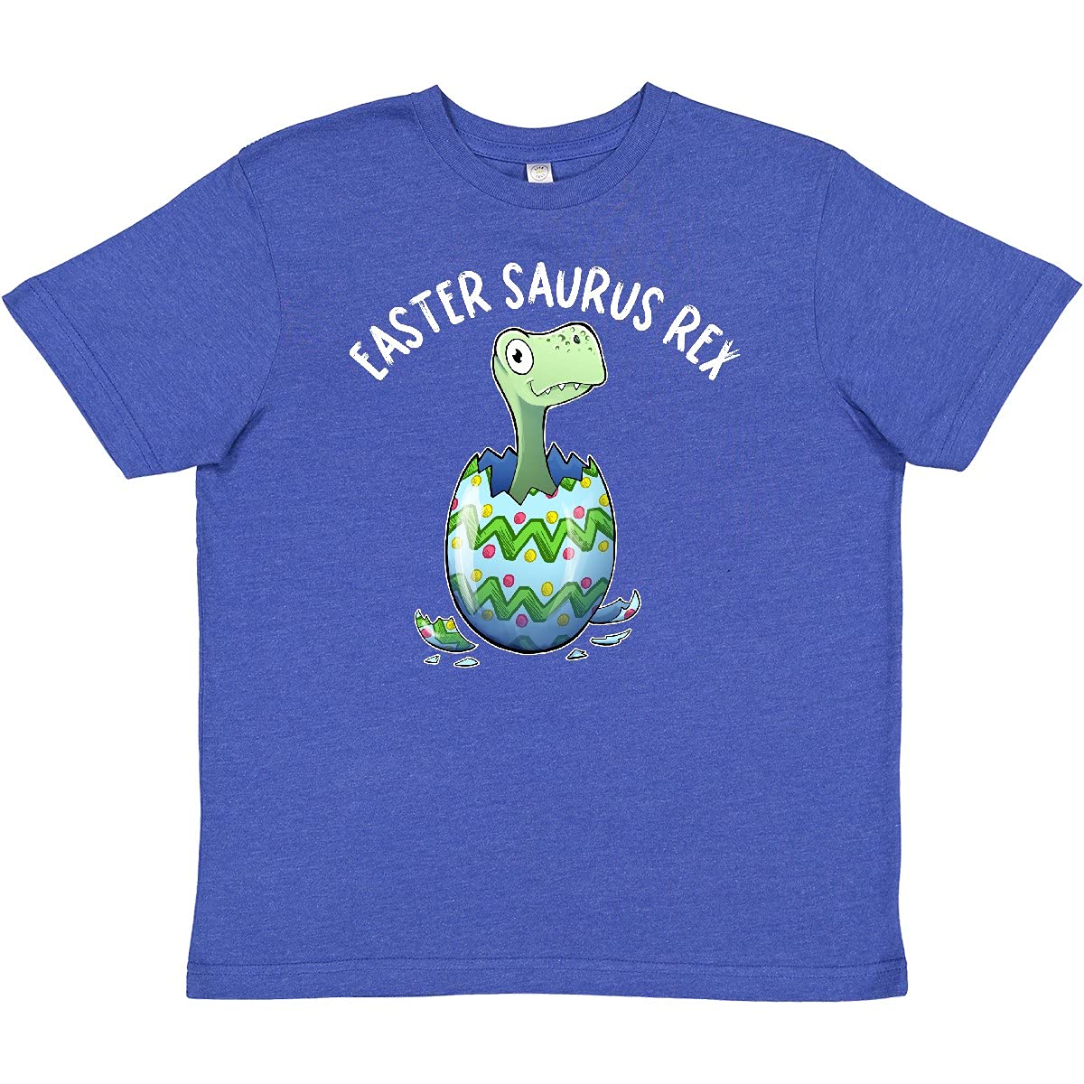 Inktastic Easter Saurus Rex Dinosaur Hatching Easter Egg Youth T-Shirt - Cute Dino Graphic Tee for Kids Easter Outfits & Holiday Celebrations