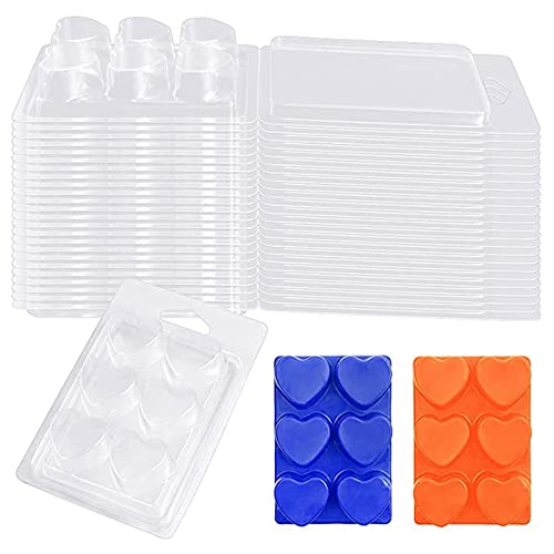25-Pack Lerodite Clear Plastic Heart-Shaped Wax Melt Molds - 6 Cavity Clamshell Containers for DIY Candle Making | Perfect for Home Fragrance, Gifts & Craft Projects