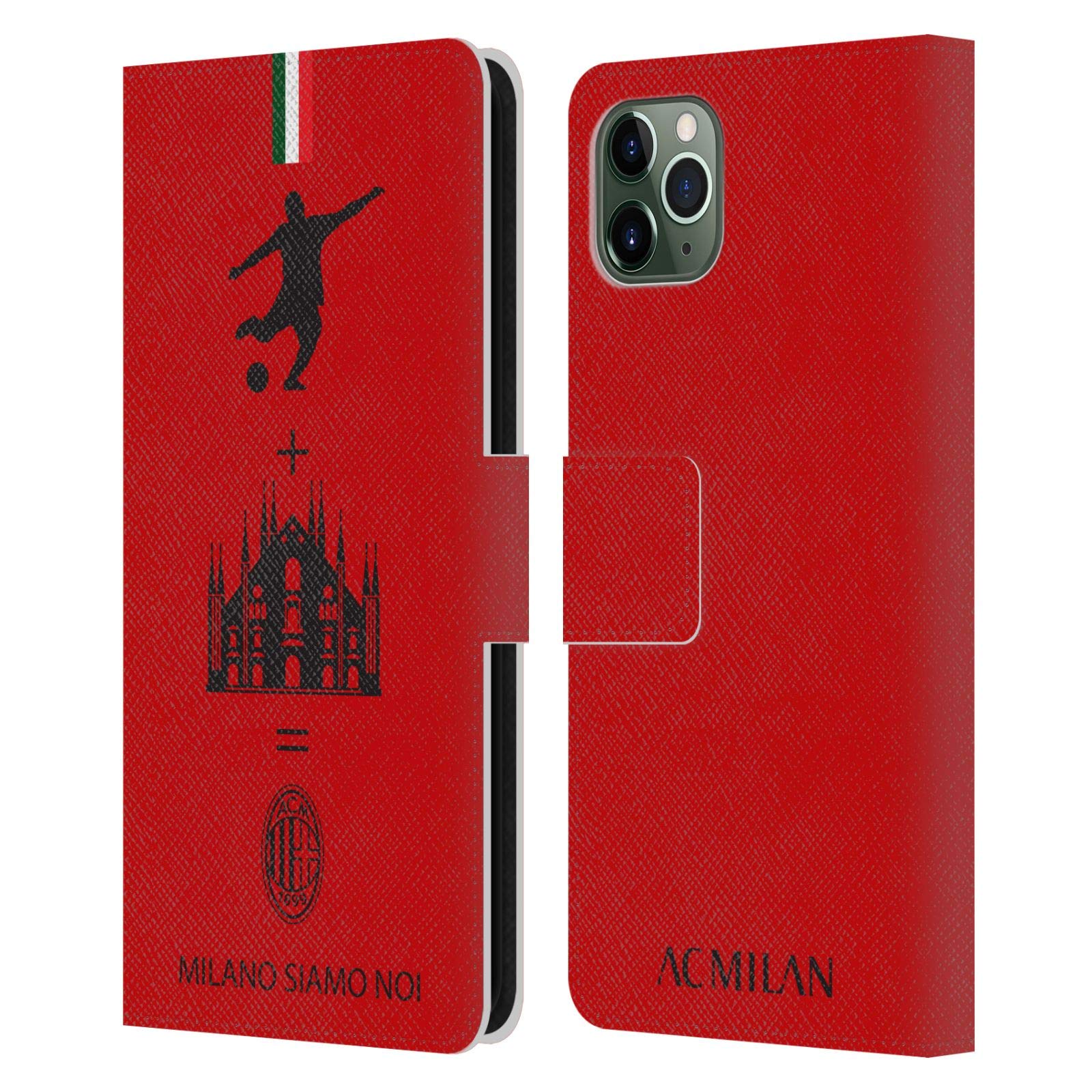 AC Milan Red Crest Leather Wallet Case for iPhone 11 Pro Max - Officially Licensed Phone Cover by Head Case Designs | Perfect for Fans & Daily Protection