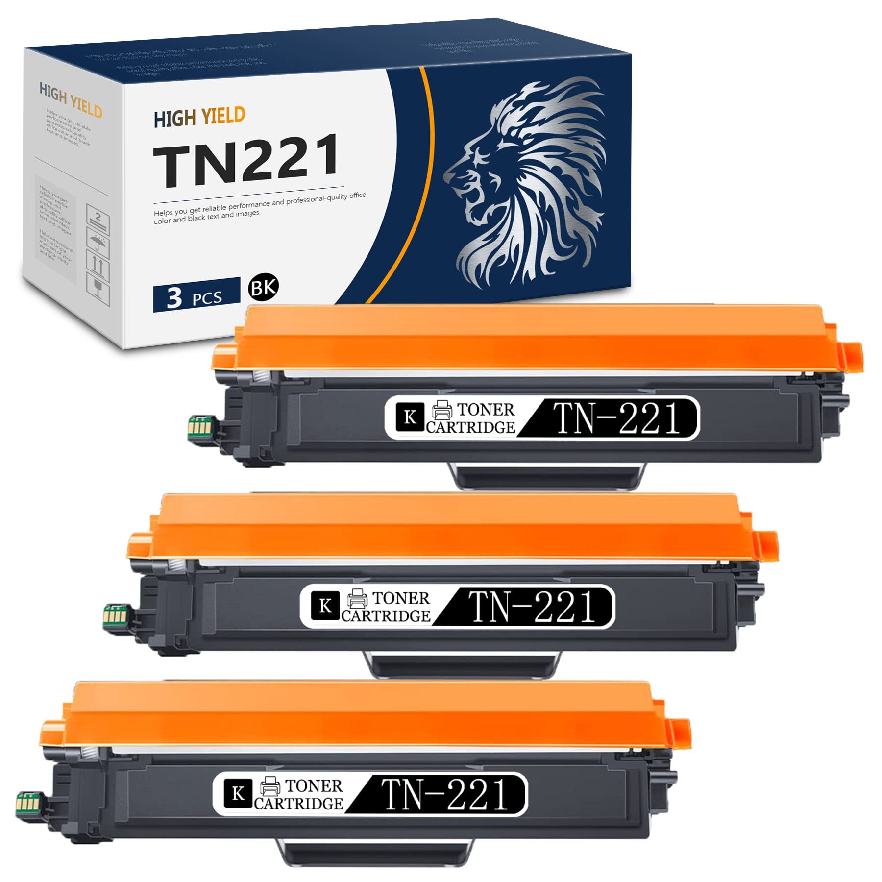 MNEPENCE TN221BK Compatible Toner Cartridge Replacement (3-Pack) - Works with Brother HL-3140CW, HL-3150CDN, MFC-9130CW, MFC-9140CDN, DCP-9015CDW, DCP-9020CDN Printers - High-Quality Black Toner for Office & Home Printing Needs