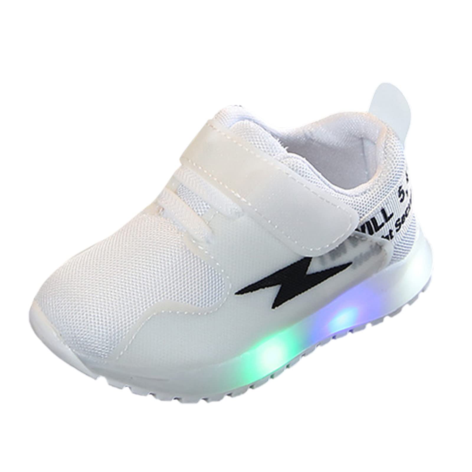 Kelon LED Light Up Sneakers for Kids - Boys & Girls Glow in The Dark Running Shoes, Comfortable Athletic Shoes for Play, Sports & Nighttime Safety - White