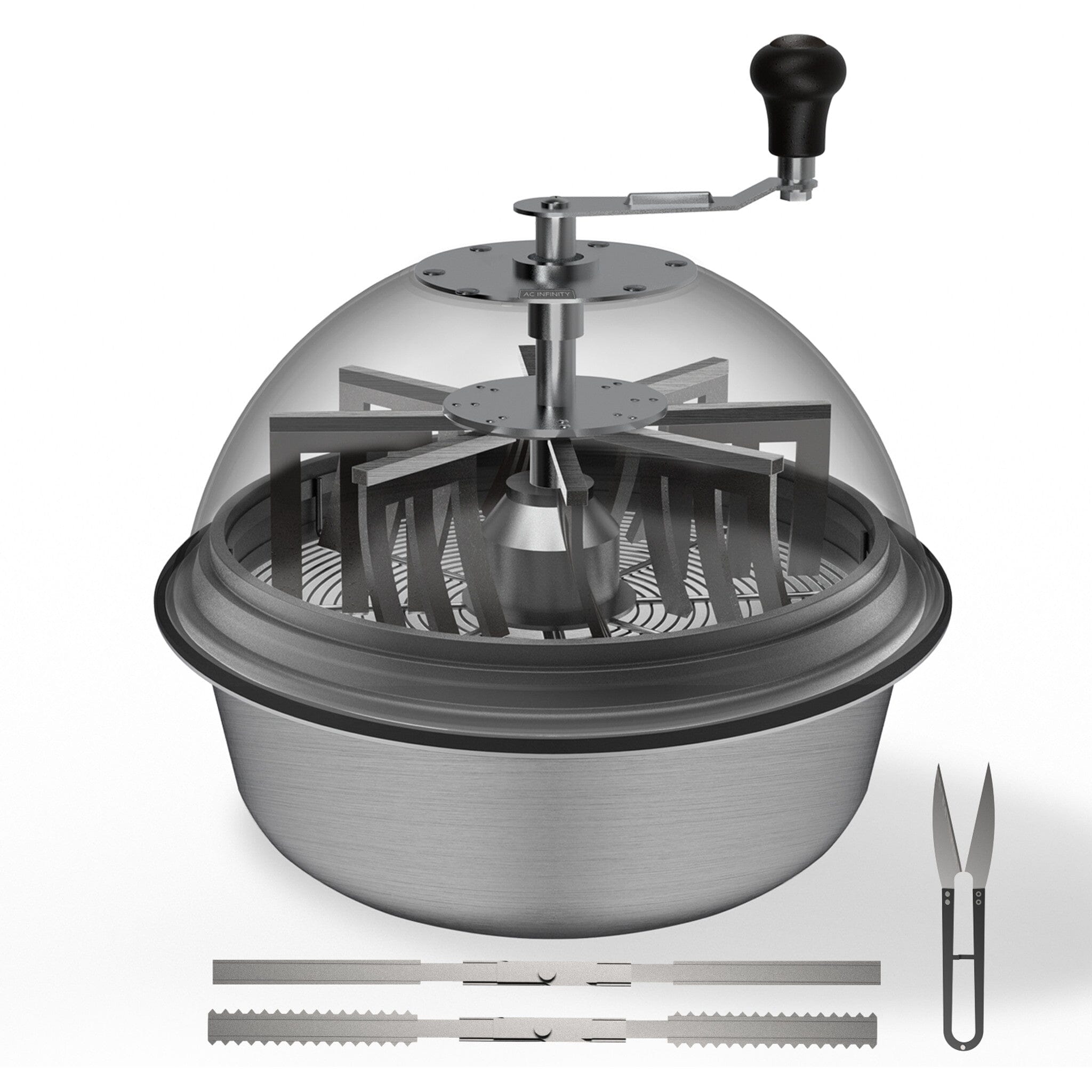 Bud Bowl Trimmer - 16 Inch (40.6cm) Wet/Dry Herb Cutter with Clear Dome & Twist Spin Cutting - Perfect for Homegrown Harvesting & Cannabis Processing
