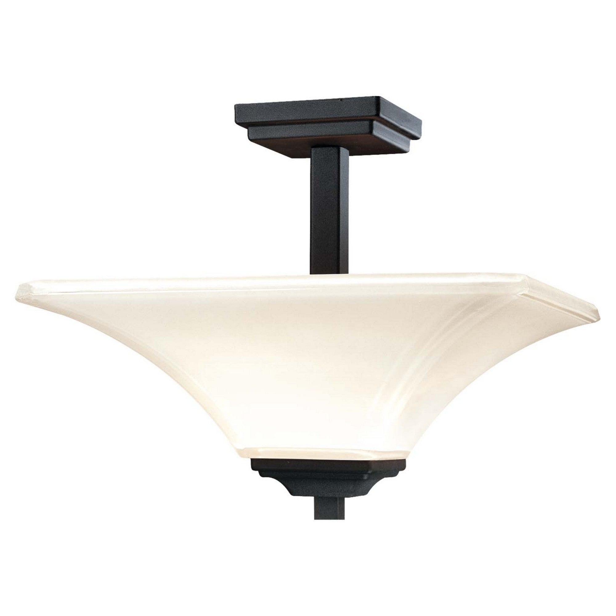 Agilis 16 Inch 2-Light Semi Flush Mount Ceiling Light Fixture - Black Finish for Bedroom, Kitchen, or Hallway Lighting