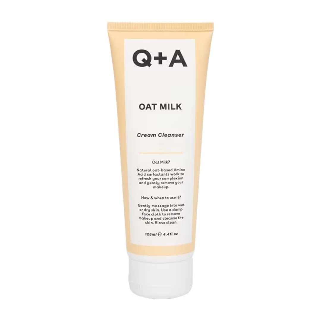 3-Pack Q+A Oat Milk Cream Cleanser 125ml – Gentle Face Wash for Sensitive Skin, Vegan & Cruelty-Free – Perfect for Daily Skincare Routine & Travel