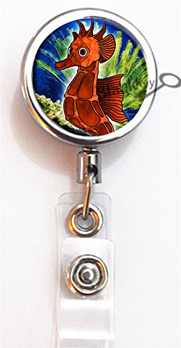 BlackKey Seahorse Retractable ID Card Badge Holder Reel with Adjustable Lanyard & Belt Clip - 2208 | Perfect for Office, Security, Hospitals & Events