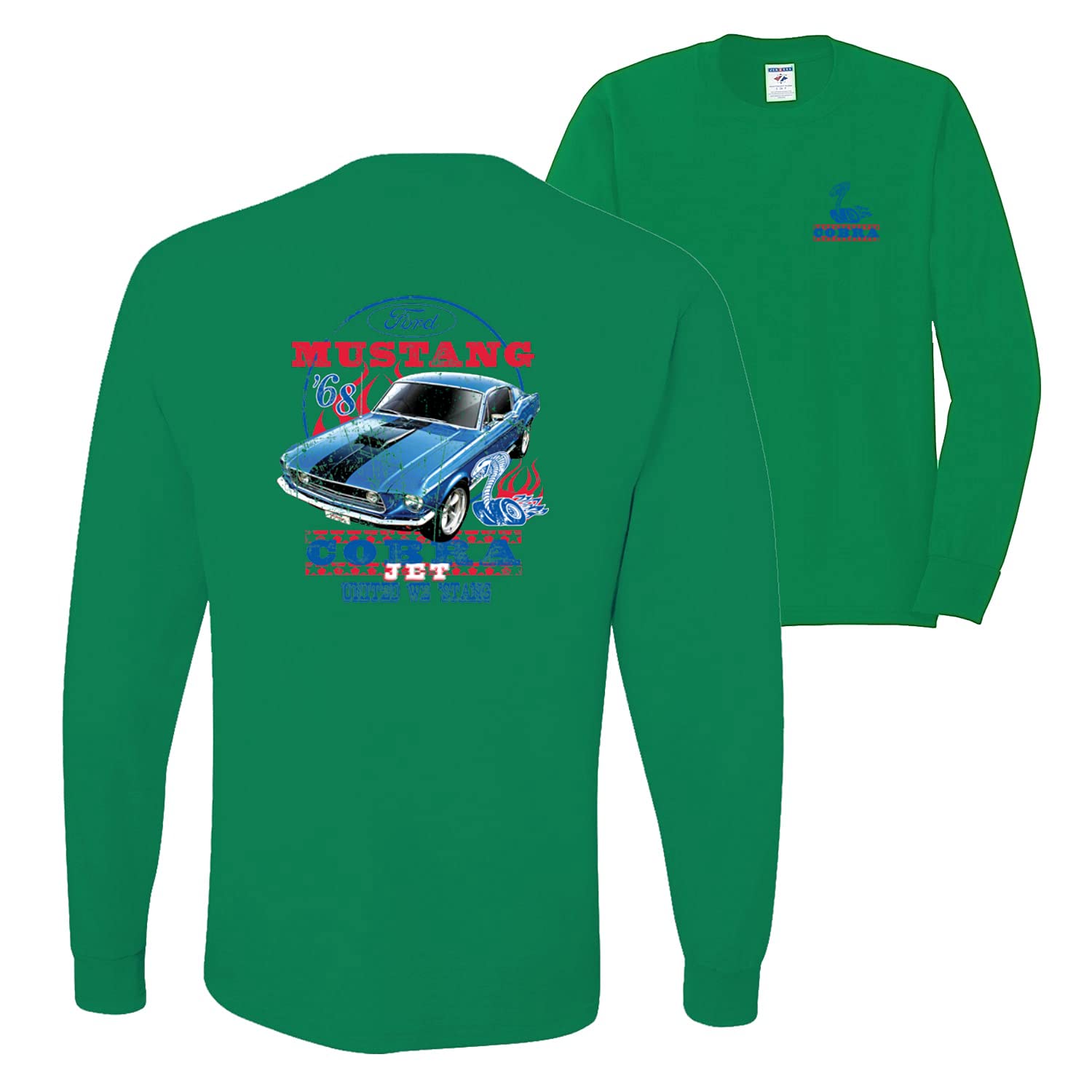 Ford Mustang Cobra Jet USA Cars & Trucks Front & Back Graphic Men's Long Sleeve T-Shirt - Perfect for Car Enthusiasts, Racing Fans & Casual Wear