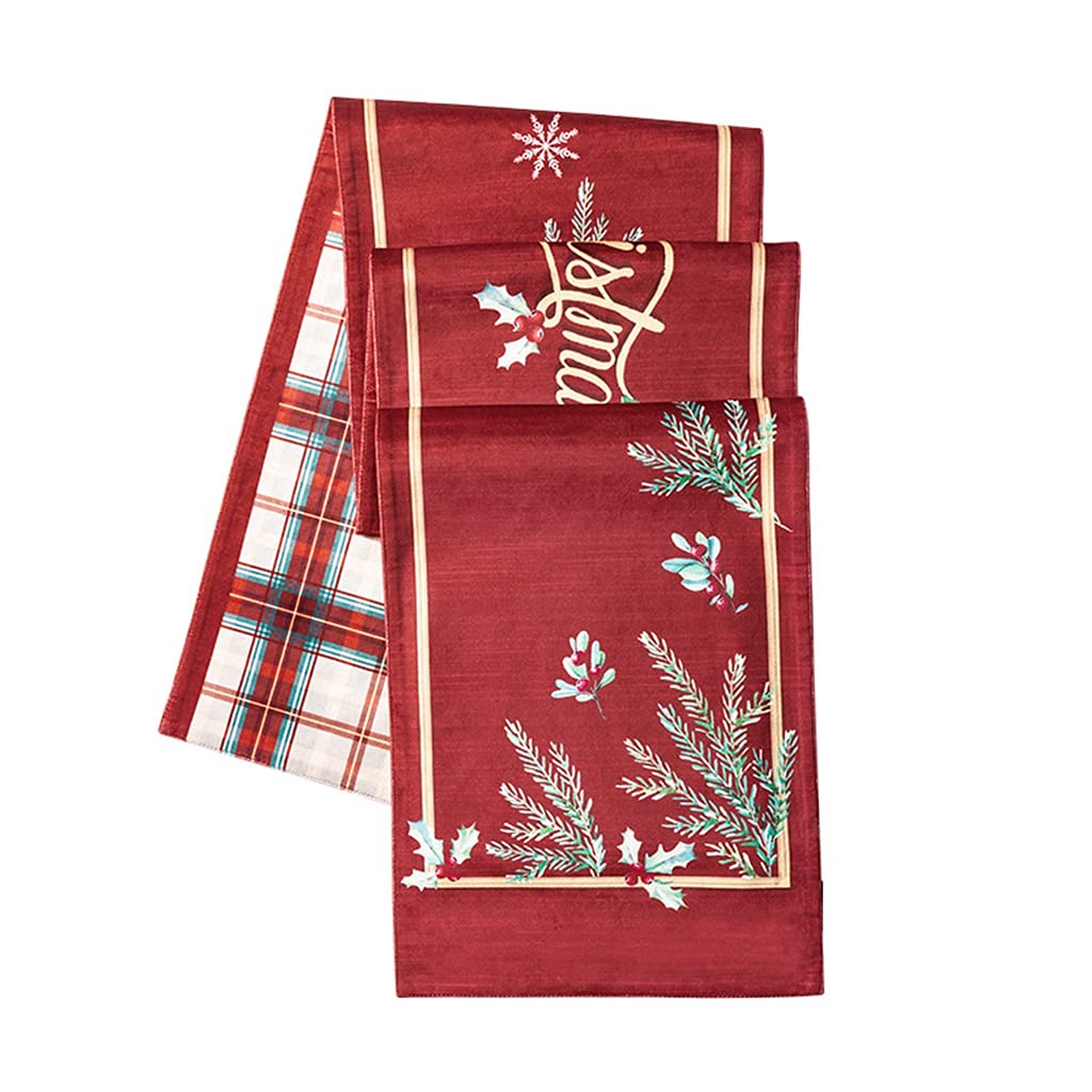 LEIGE Red Christmas Table Runner - 32x140cm Nordic Dining Table Cloth with Festive American Plaid Design for Holiday Decor, Coffee Table & Kitchen Towel - Perfect for Christmas Dinner, Party Decorations & Home Styling