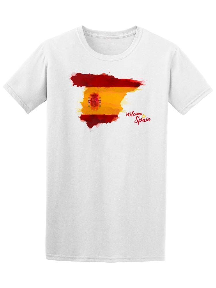 Smartprints Men's Watercolor Spain Map Flag T-Shirt - Comfortable Casual Wear for Travel & National Pride