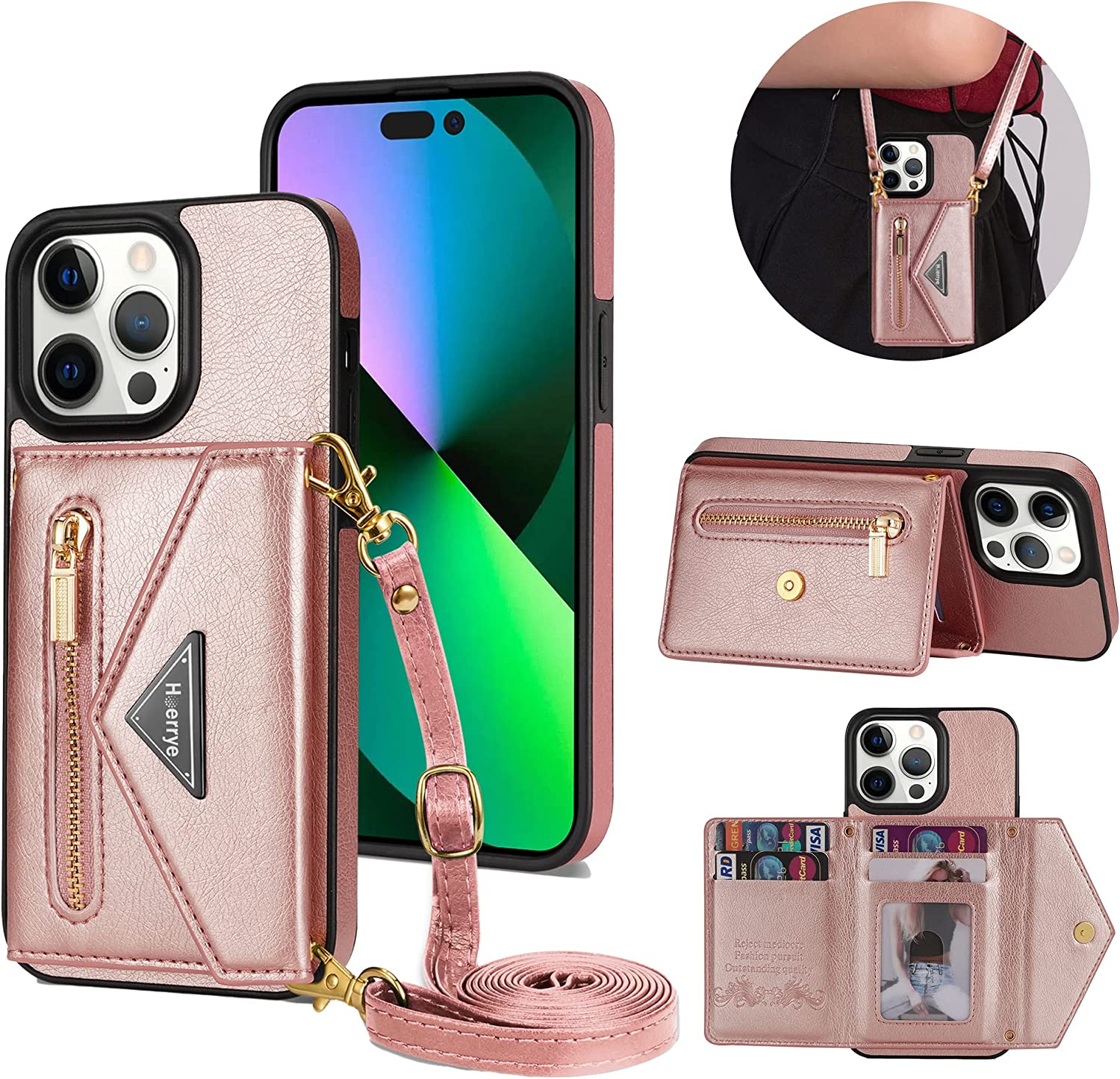 iPhone 14 Pro Max Wallet Case with Credit Card Holder - Slim Protective Purple Cover for Everyday Use & Travel