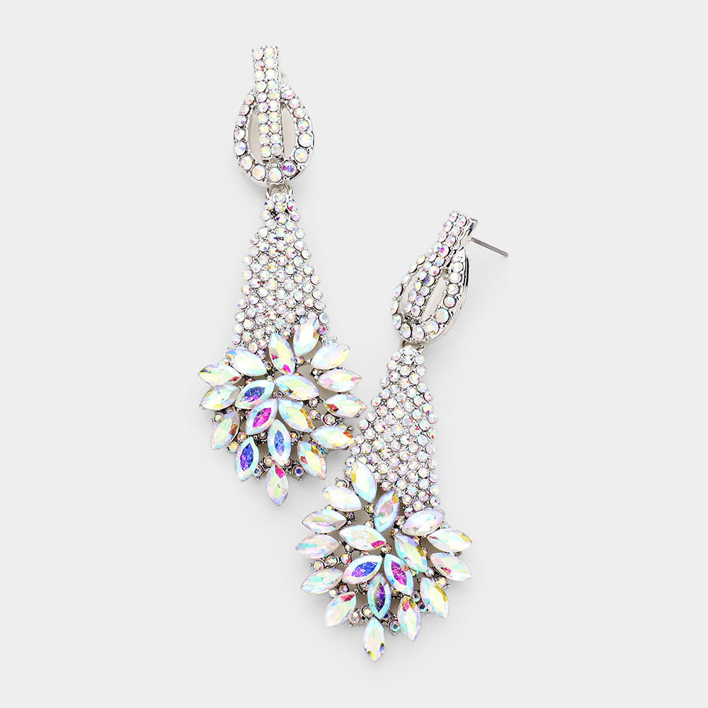AB Crystal Abstract Cluster Pageant Earrings for Women - Elegant Prom Earrings with Sparkling Stones | Perfect for Pageants, Prom Nights, and Special Occasions
