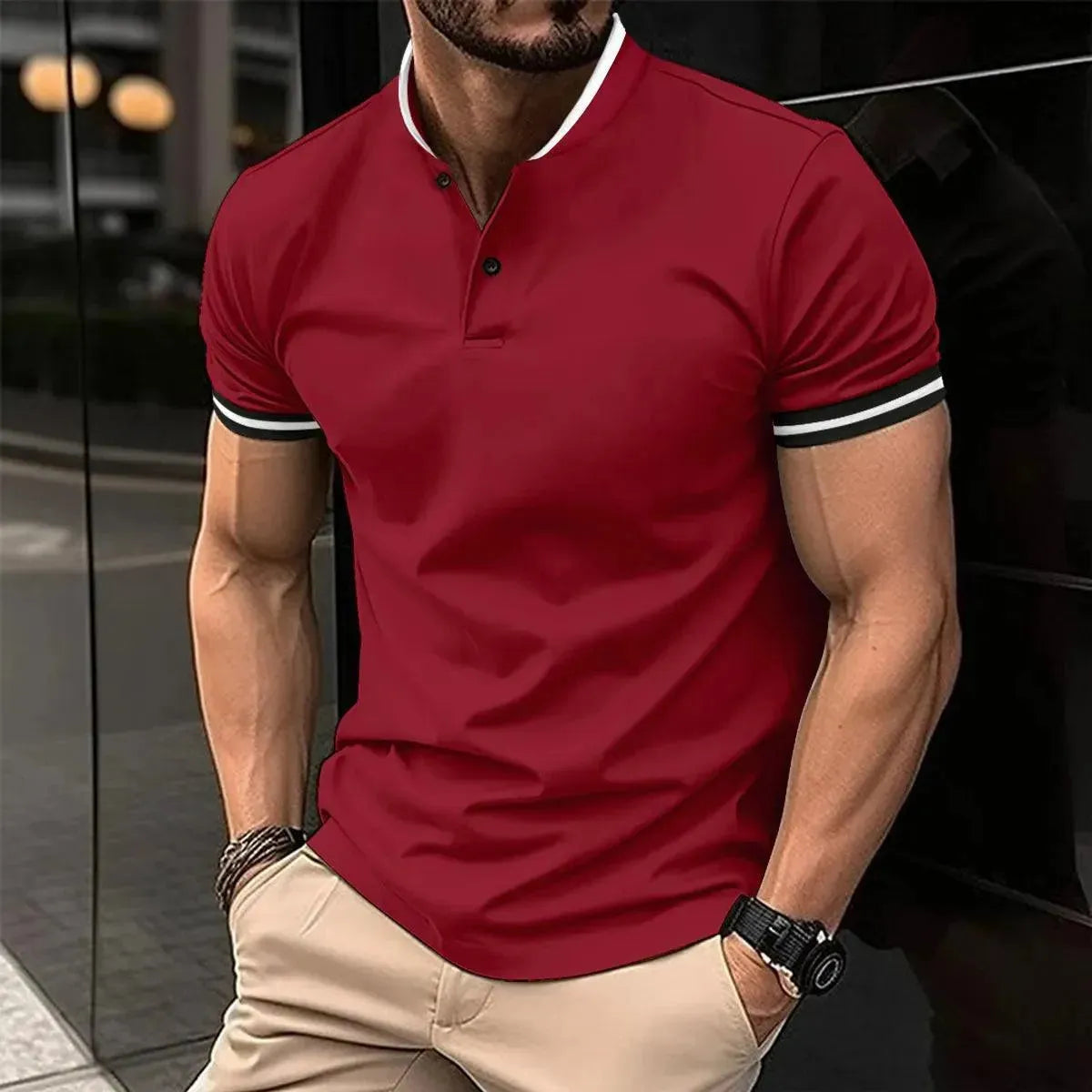 Men's Casual Short Sleeve Polo Shirt - Comfortable Cotton Knit Top for Golf, Work & Everyday Wear
