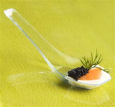 100-Pack Clear Disposable Plastic Soup Spoons - Asian Style Appetizer, Dessert & Tasting Spoons for Parties, Catering & Food Sampling (BPA-Free)