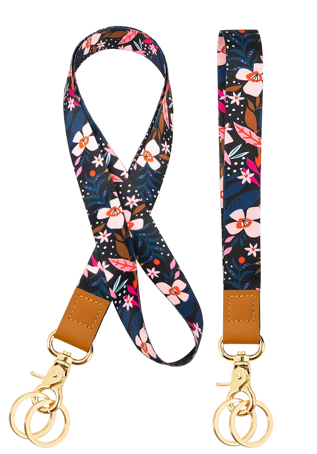 Colorful Flower Key Lanyards for Women & Kids - 2 Pack for ID Badge Keys - School & Office Use