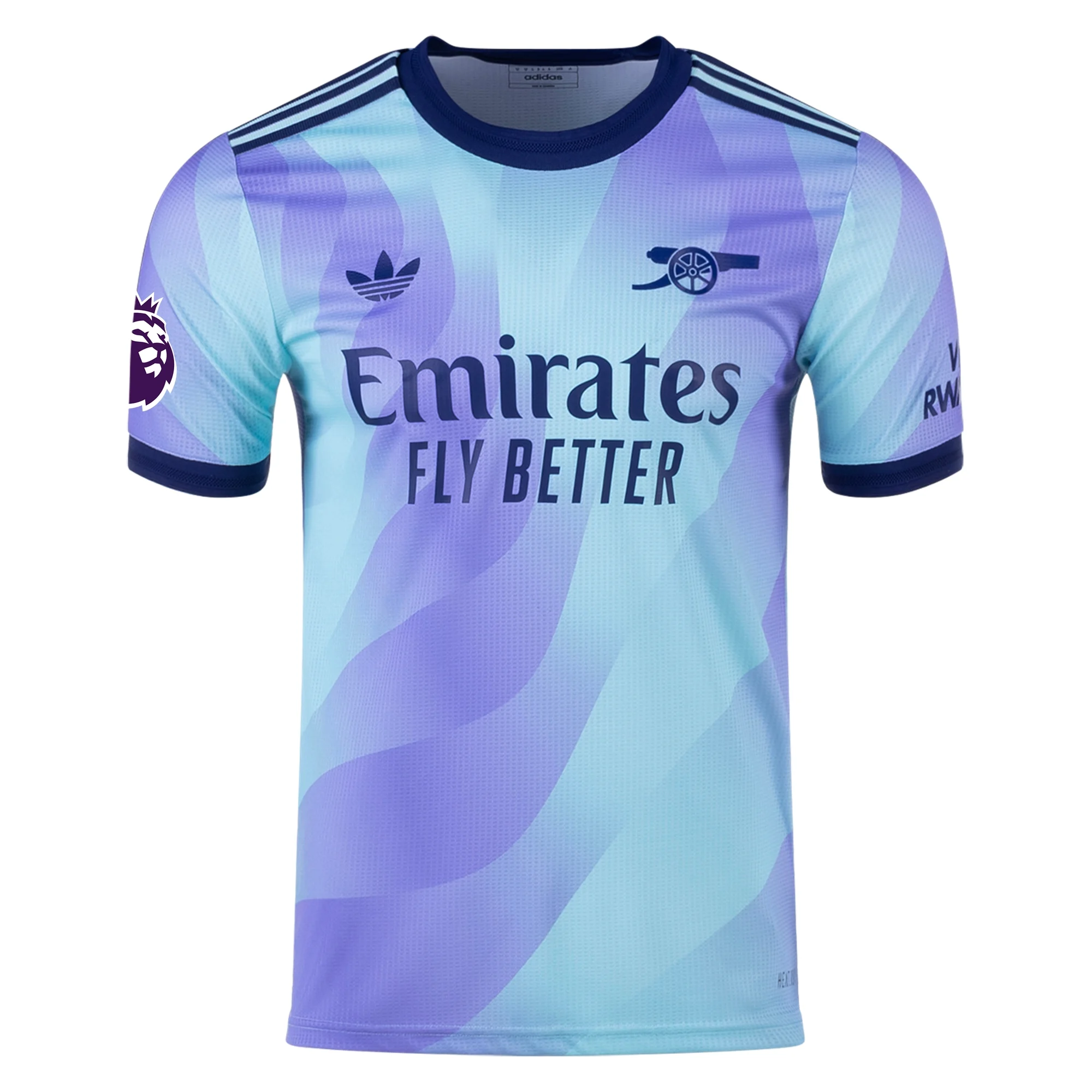 Adidas Arsenal Authentic Gabriel Jesus Third Jersey 2024/25 with EPL Patch - Clear Aqua/Light Flash Purple - Official Football Shirt for Fans & Players - Perfect for Matchdays, Training & Collecting