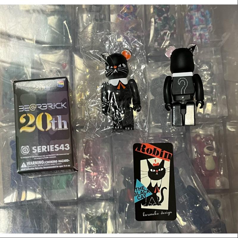 Bearbrick Series 43 ARTIST Robin the Black Cat Kuroneko 100% Collectible Figure - Perfect for Anime Fans, Art Collectors & Home Decor