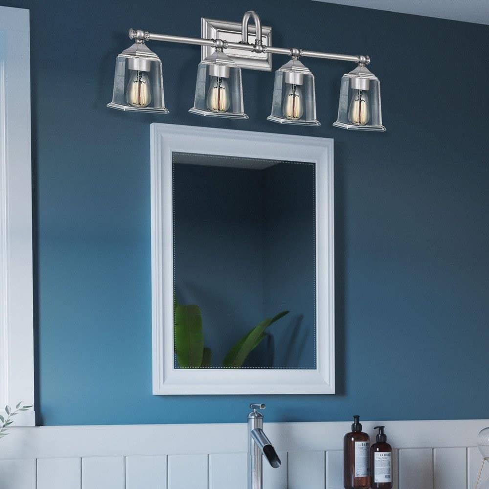 4-Light Transitional Bathroom Vanity Light Fixture - Polished Chrome Finish - Modern Bathroom Lighting for Vanity Mirror - Perfect for Home, Hotel, and Spa Decor