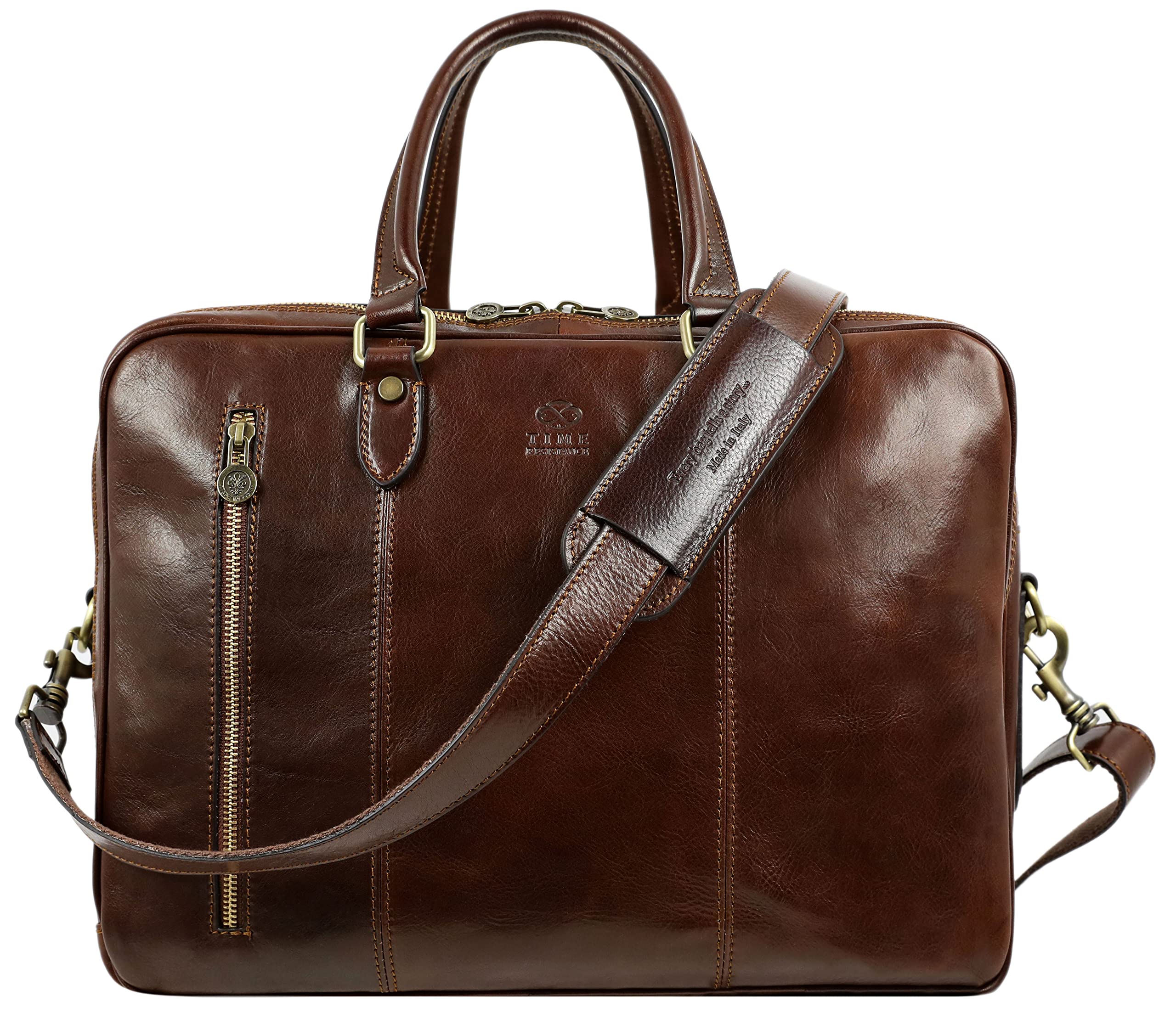 Premium Full Grain Leather Laptop Briefcase - Durable Time-Resistant Business Bag for Men & Women - Perfect for Office, Travel & Professional Meetings