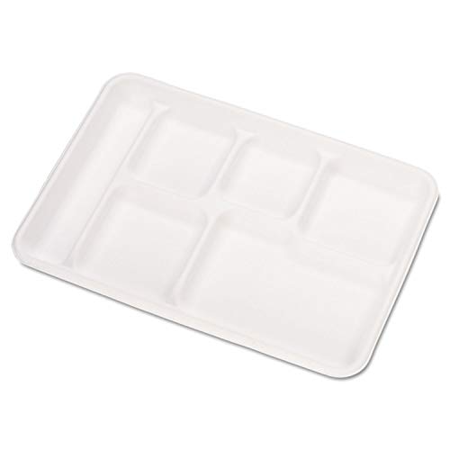 Chinet HUH22021CT Heavy-Weight White Molded Fiber Cafeteria Trays - Durable Food Service Trays for Schools, Hospitals & Cafeterias