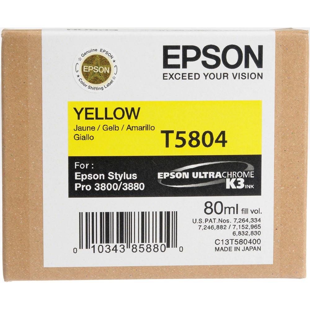 Epson T580400 Ultrachrome Yellow Ink Cartridge for Epson 3800/3880 Printers - High-Quality Photo Printing & Professional Art Projects