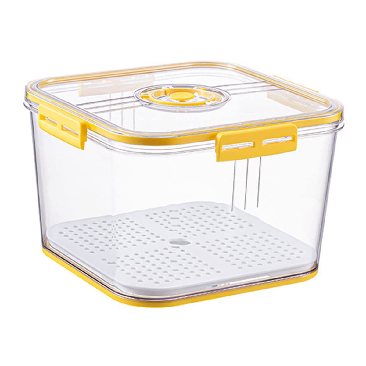 Stackable Refrigerator Organizer Bins - Square Plastic Storage Containers with Removable Drain Tray for Fruits, Snacks & Pasta | Space-Saving Fridge Organization for Kitchen, Pantry & Grocery Storage