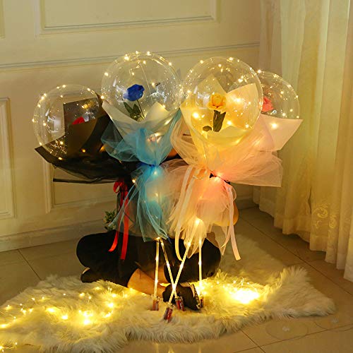 1PC LED Luminous Balloon Rose Bouquet - Transparent Bobo Ball Rose for Valentine's Day, Anniversary, Wedding Proposal, Romantic Gifts - Perfect for Date Nights, Surprise Proposals, and Special Occasions