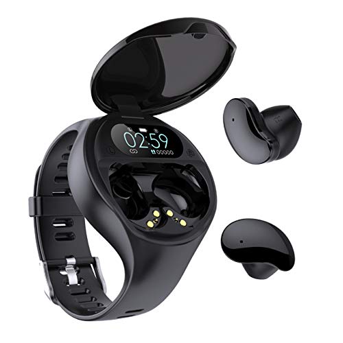 Wireless Bluetooth Earbuds with Smart Watch - TWS Earphones with Multi-Functions, Touch Control, IPX7 Waterproof, 24H Playtime - Perfect for Gym, Running, Travel & Work (Black)
