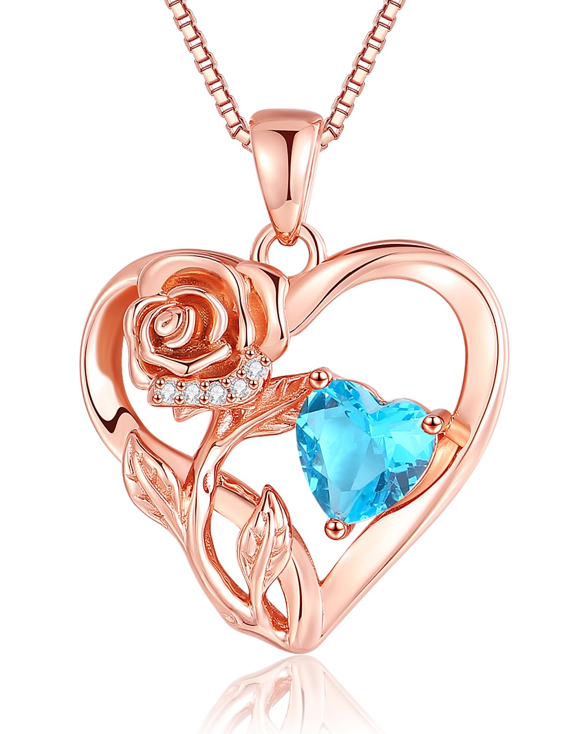Infinity Rose Heart Necklace for Women - 925 Sterling Silver Romantic Jewelry Gift for Wife, Sister, Mom, Grandma | Anniversary, Mother's Day, Valentine's, Birthday, Christmas | Rose Gold & Birthstone Options | Perfect for Date Nights, Weddings & Special Occasions