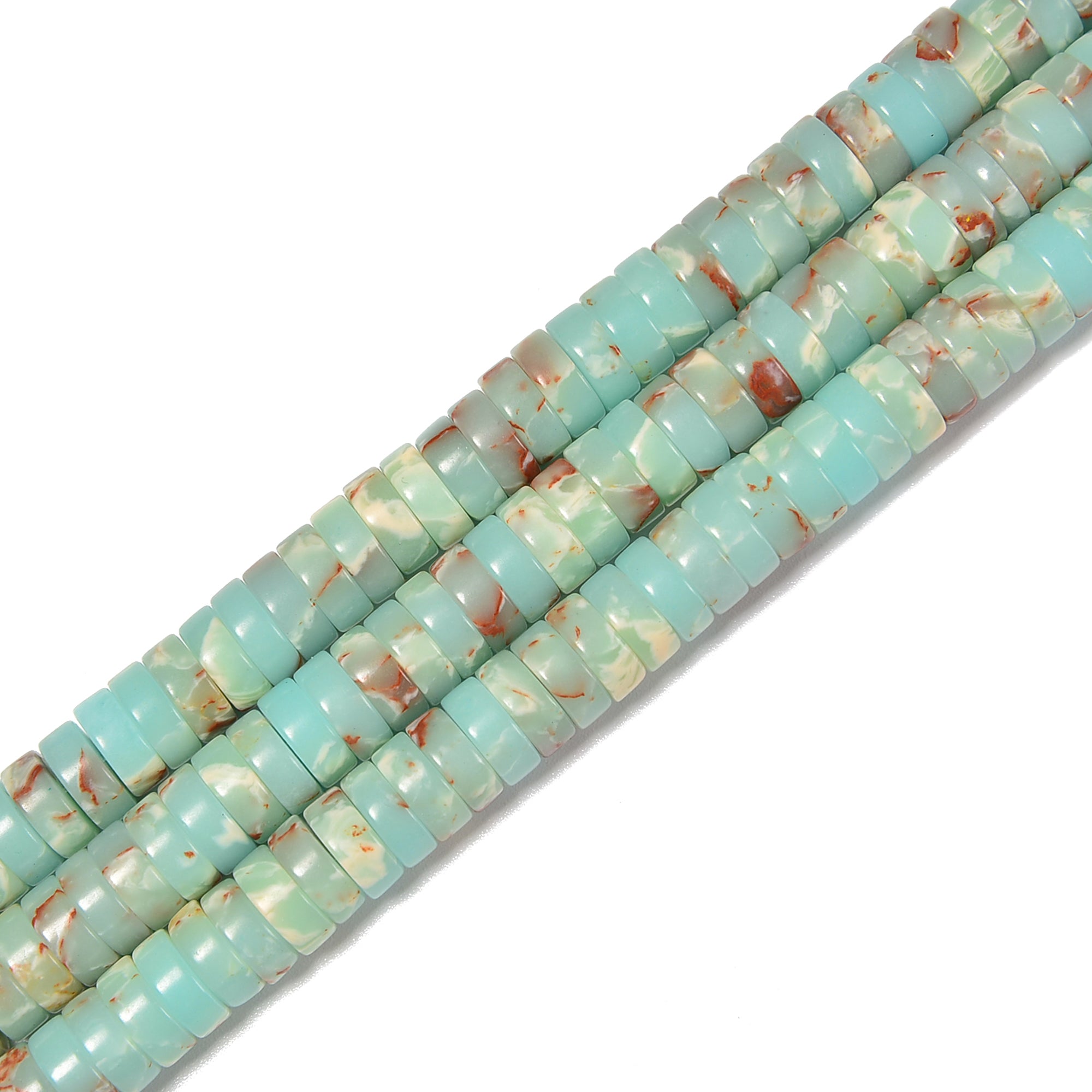 Light Green Aqua Terra Jasper Heishi Disc Beads 2x4mm 2x6mm 3x8mm 15.5'' Strand - Natural Stone Jewelry Making Supplies for DIY Bracelets, Necklaces & Boho Crafts