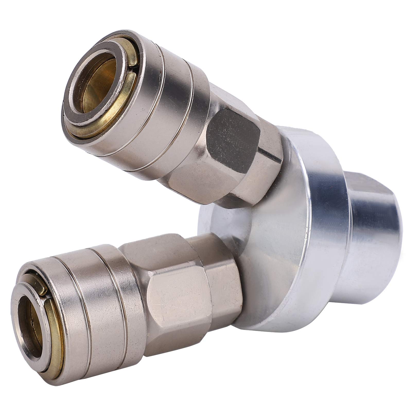 2 Way Quick Connect Air Fitting - Self-Locking Pneumatic Coupler for Air Compressor, Grinders & Tools - Durable Brass Construction for Reliable Air Hose Connections - Perfect for Workshops, Garages & DIY Projects