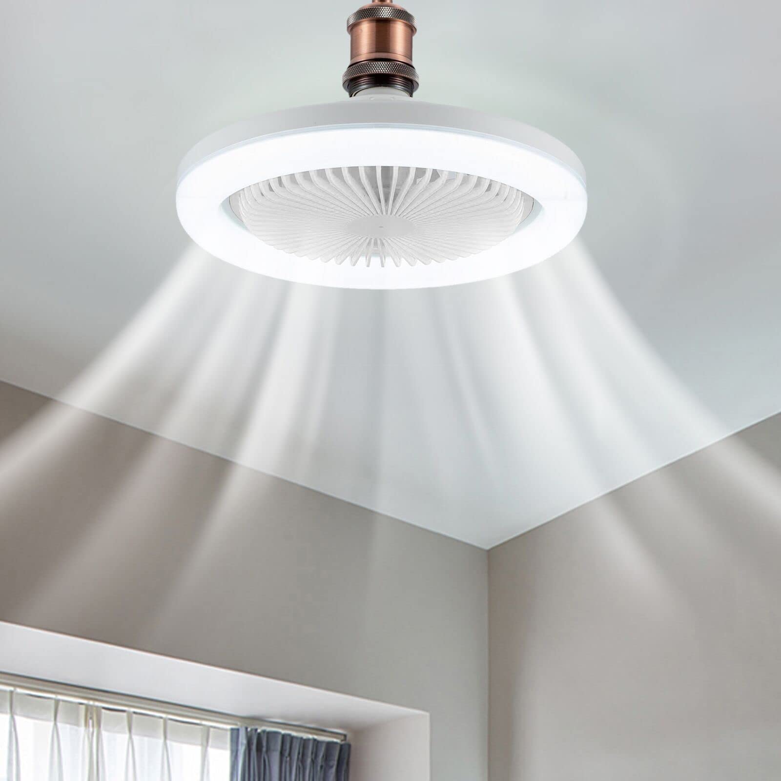 Modern Bladeless Ceiling Fan with Lights & Remote for Bedroom/Living Room