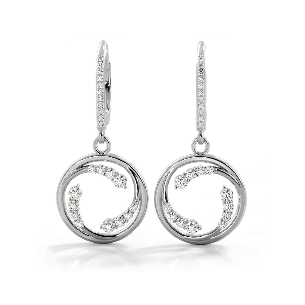 0.60 Carat Round Diamond Circle Dangle Hoop Earrings for Women - Elegant Everyday & Party Jewelry Gift
