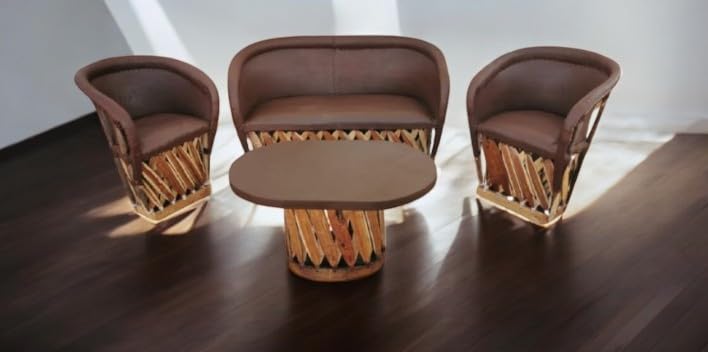 Handmade Mexican Equipal Living Room Furniture - Traditional Coffee Color Leather Chair by Equipales San Jose | Perfect for Home, Office, Restaurant & Outdoor Spaces