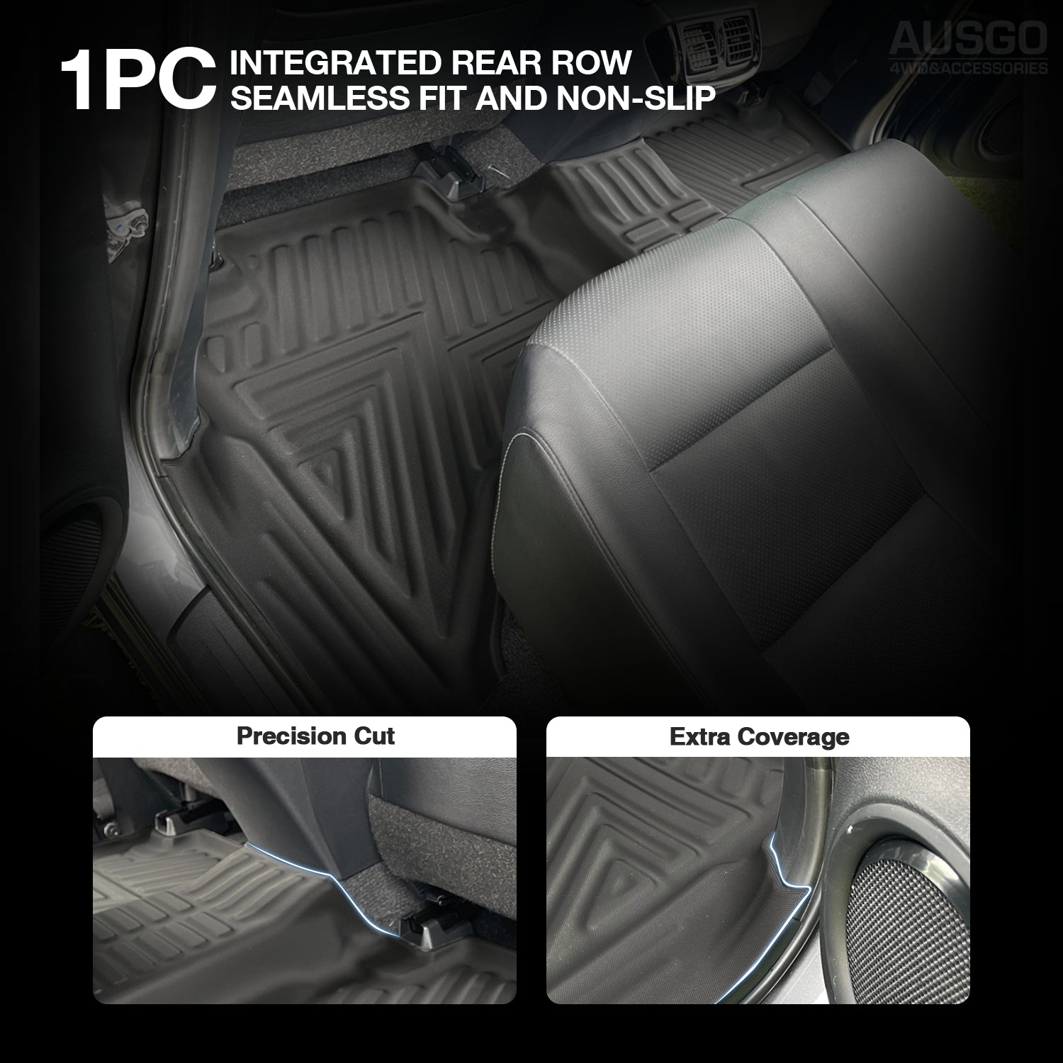 Premium All-Weather Car Floor Mats & Black Door Sill Protectors for Toyota Hilux Dual Cab (2015-2023) - Heavy Duty Protection for Off-Road, Work & Daily Driving