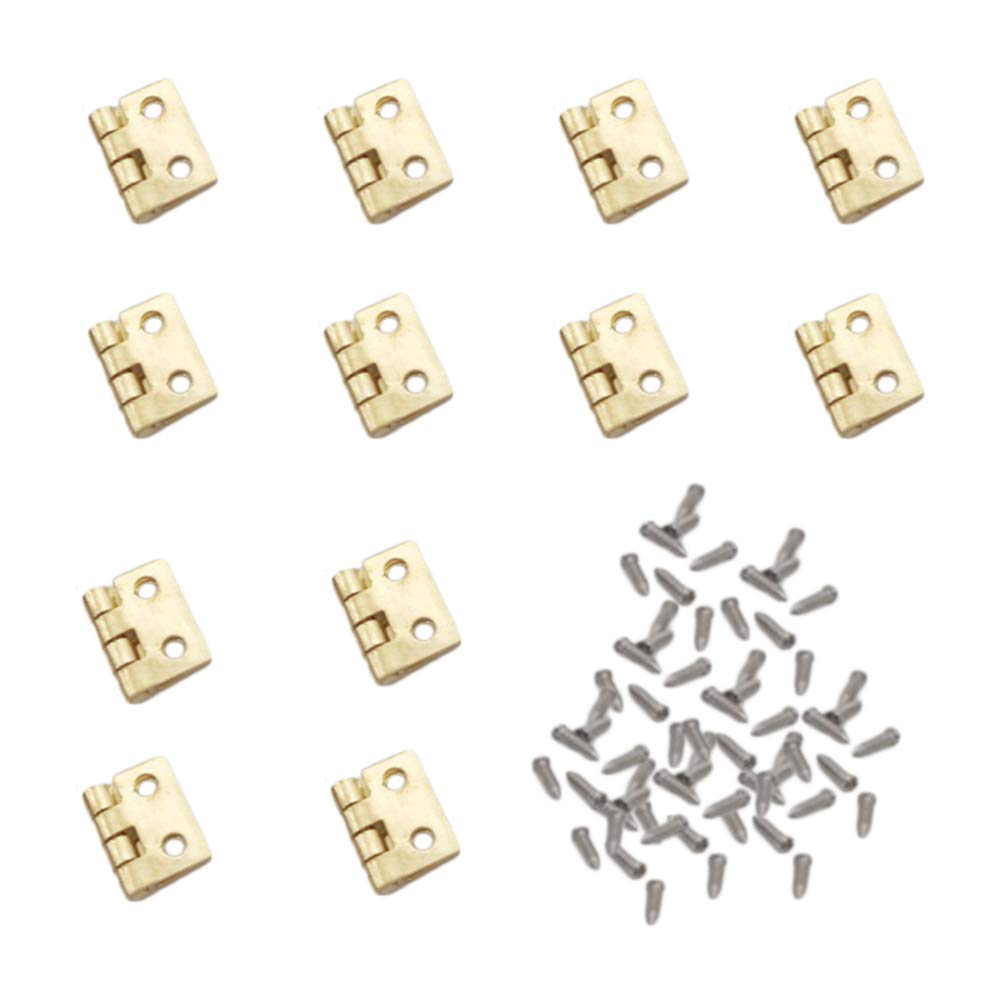 SUPVOX Mini Brass Hinges - Automatic Stainless Steel Heavy Duty Spring Hinges for Jewelry Box, Jewel Case, Cabinet (12 Pack) - Perfect for DIY Craft Projects, Home Decor & Jewelry Organizers
