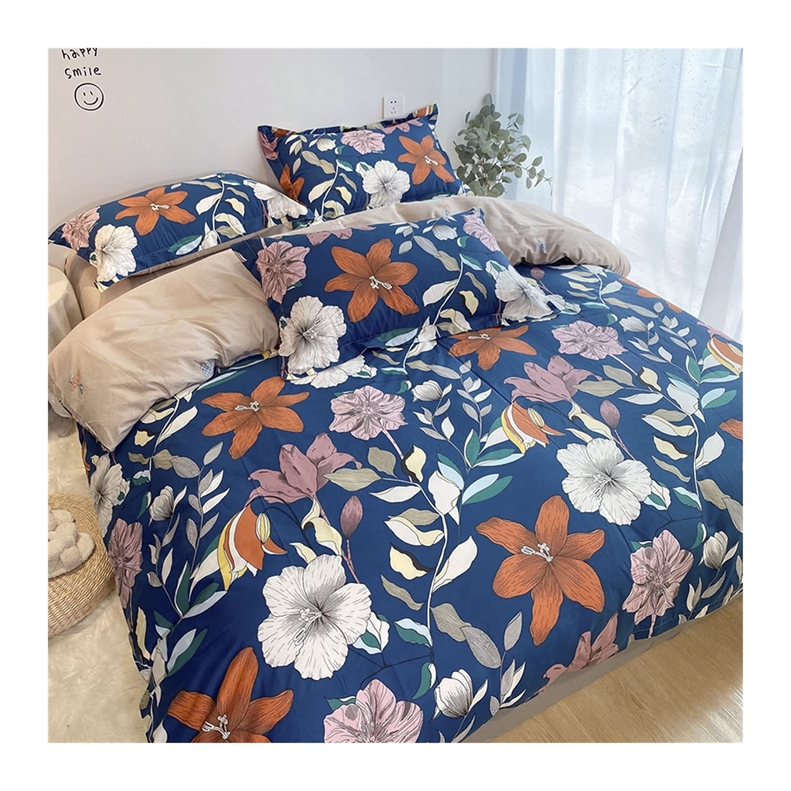 Luxury Super Soft 4-Piece Bed Sheet Set - Twin/Double/Full/Queen/King Size Duvet Cover with Fitted Sheets - Printed Summer Aesthetic Comforter & Quilt Cover Set - Premium Bedding for Home, Hotel, and Guest Room Decor