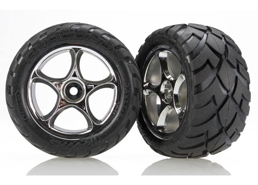 Anaconda Tires with Tracer 2.2 Chrome Wheels for Rear - High-Performance Off-Road & Street Motorcycle Tires for Adventure Riding & Daily Commute