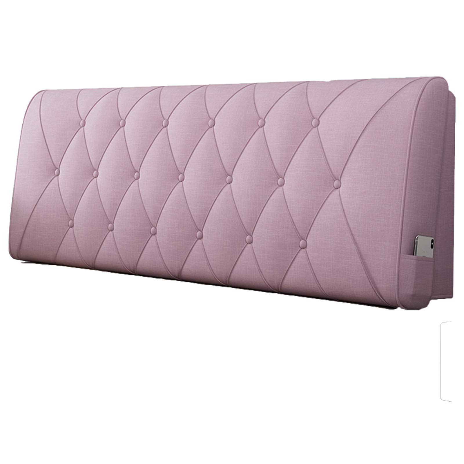 Ergonomic Headboard Pillow with Side Pockets & Pearl Cotton - 35° Tilt Angle Back Support for Adults (Pink, 200x60x10cm) - Perfect for Reading, Watching TV & Relaxing in Bed