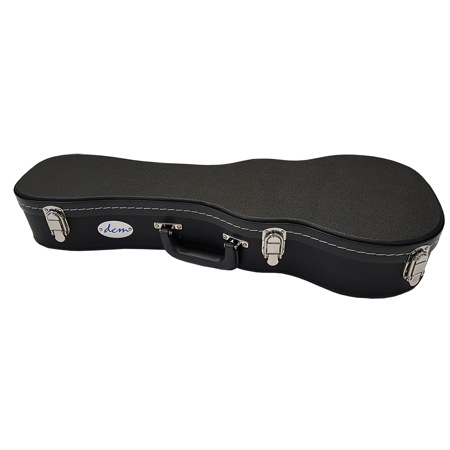 DCM BKW S Soprano Ukulele with Wooden Case - Black | Portable Travel Uke for Beginners, Kids & Outdoor Performances
