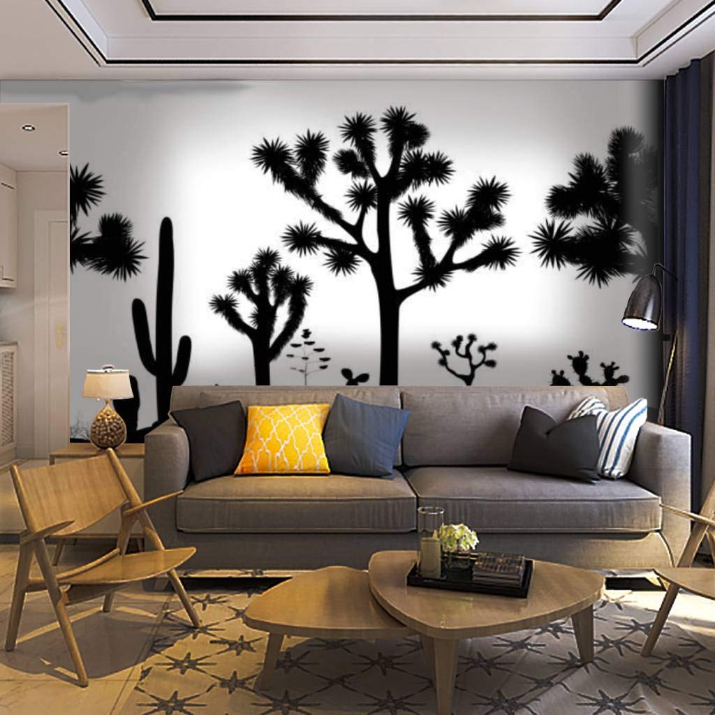 Self-Adhesive Removable Desert Wallpaper Mural with Joshua Trees & Opuntia Cactus - Peel & Stick Wall Decor for Living Room, Bedroom, or Office - Easy DIY Home Craft Decal