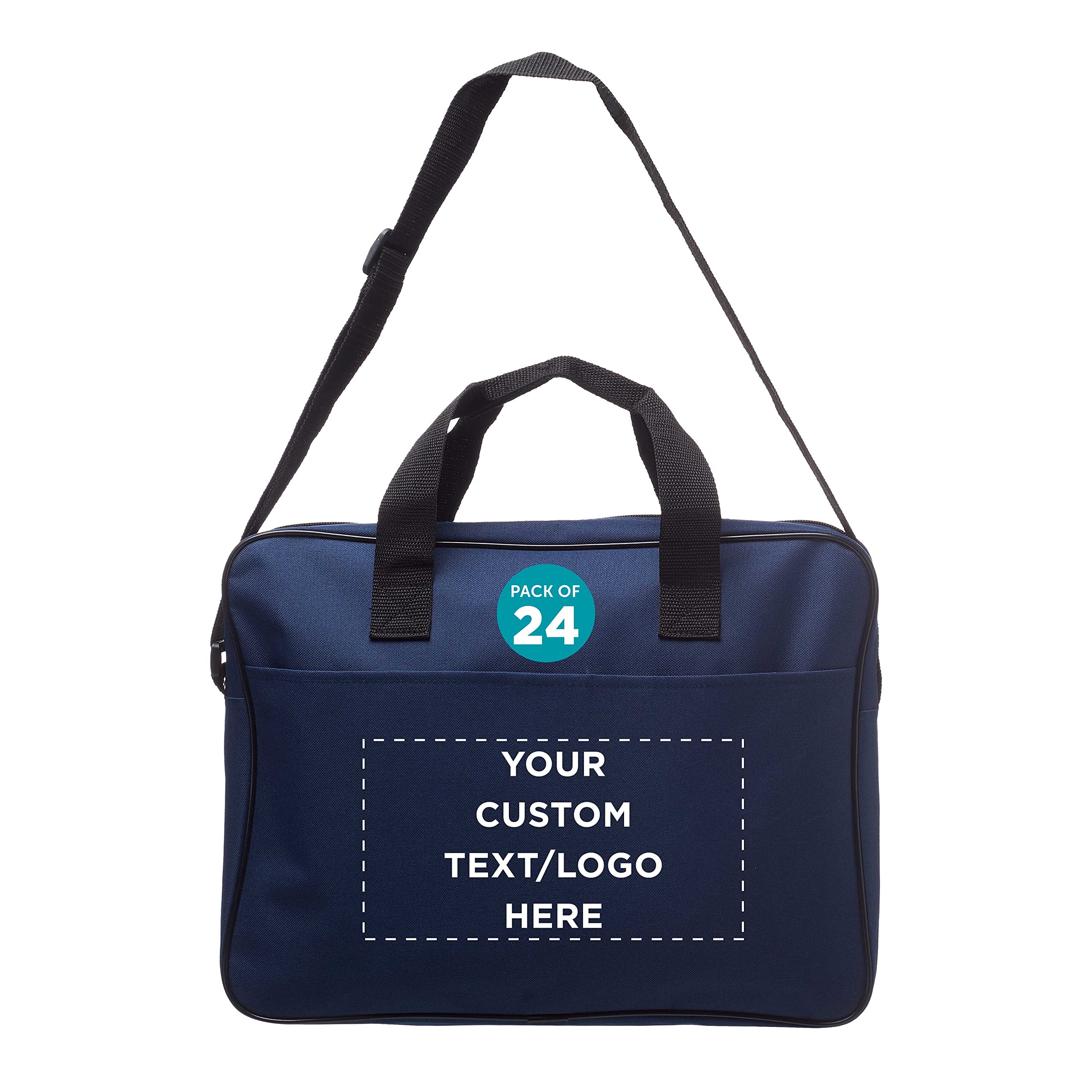 24-Pack Customizable Polyester Messenger Bags with Adjustable & Reinforced Straps - Front Pocket for Everyday Use (Blue) - Ideal for School, Office, Travel & Business Promotions