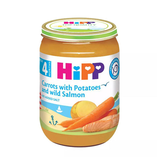 Organic HiPP Baby Food - Carrots with Potatoes & Wild Salmon Puree 190g | Stage 1 | Nutrient-Rich Meal for Infants 6+ Months | Easy Digestible | No Preservatives | Perfect for On-the-Go Feeding & Travel (EXP:12/31/25)